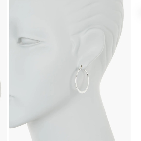 Argento Vivo Sterling Silver Large Flat Hoop Earrings - Picture 2 of 10